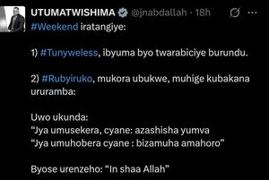 Minister Utumatwishima praised the song “Inshallah” by The Ben, and gave advice to the youth